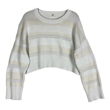 Happily Grey Sweater Womens Large White Strip...