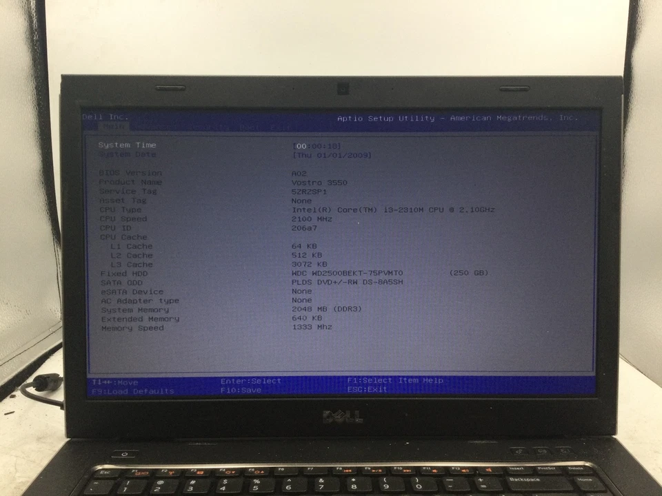 DELL VOSTRO 3550 - BOOTS TO BIOS - INTEL I3 2310M - 2GB RAM - 15" - READ DESC-BB - Image 2 of 4
