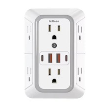 6 Outlet Extender Surge Protector Multi Plug Wall Adapter USB Charger Ports with