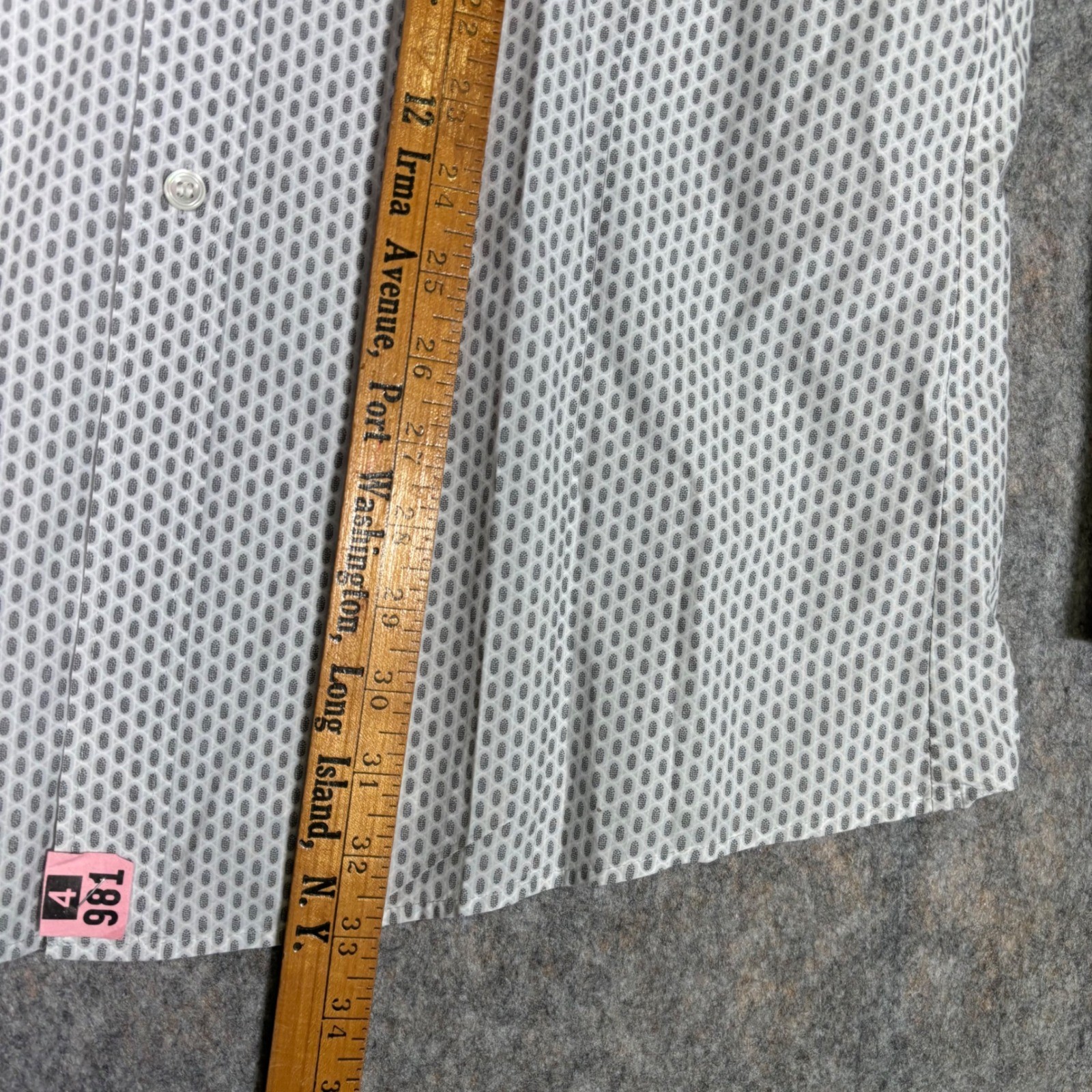 Hugo Boss Mens XL Grey White Geometric Print Long Sleeve Button Down Dress Shirt thumbnail 8