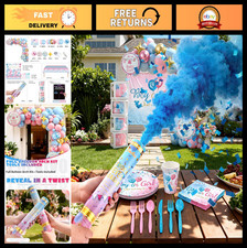 All-in-One Gender Reveal Kit - Party Set with Plates, Napkins, Balloon Arch  De