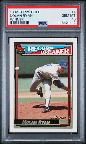 1992 Topps Gold - Nolan Ryan #4 Gold Winners - PSA 10