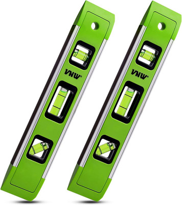 9 Inch Torpedo Level, Magnetic Bubble Level with 45°/90°/180° Bubble Vials, Shoc