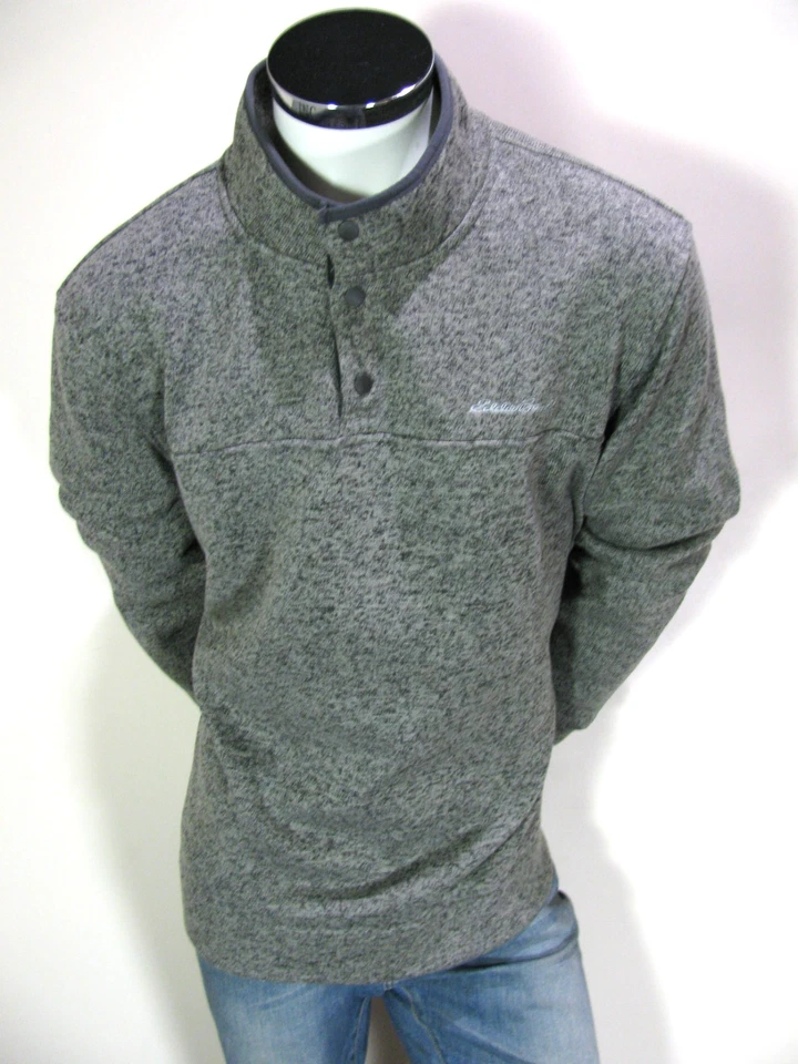 Sudadera Eddie Bauer Para Hombre XXL Gris Tejida 1/4 Botón a Presión Henley Pullover Foto 4 de 4