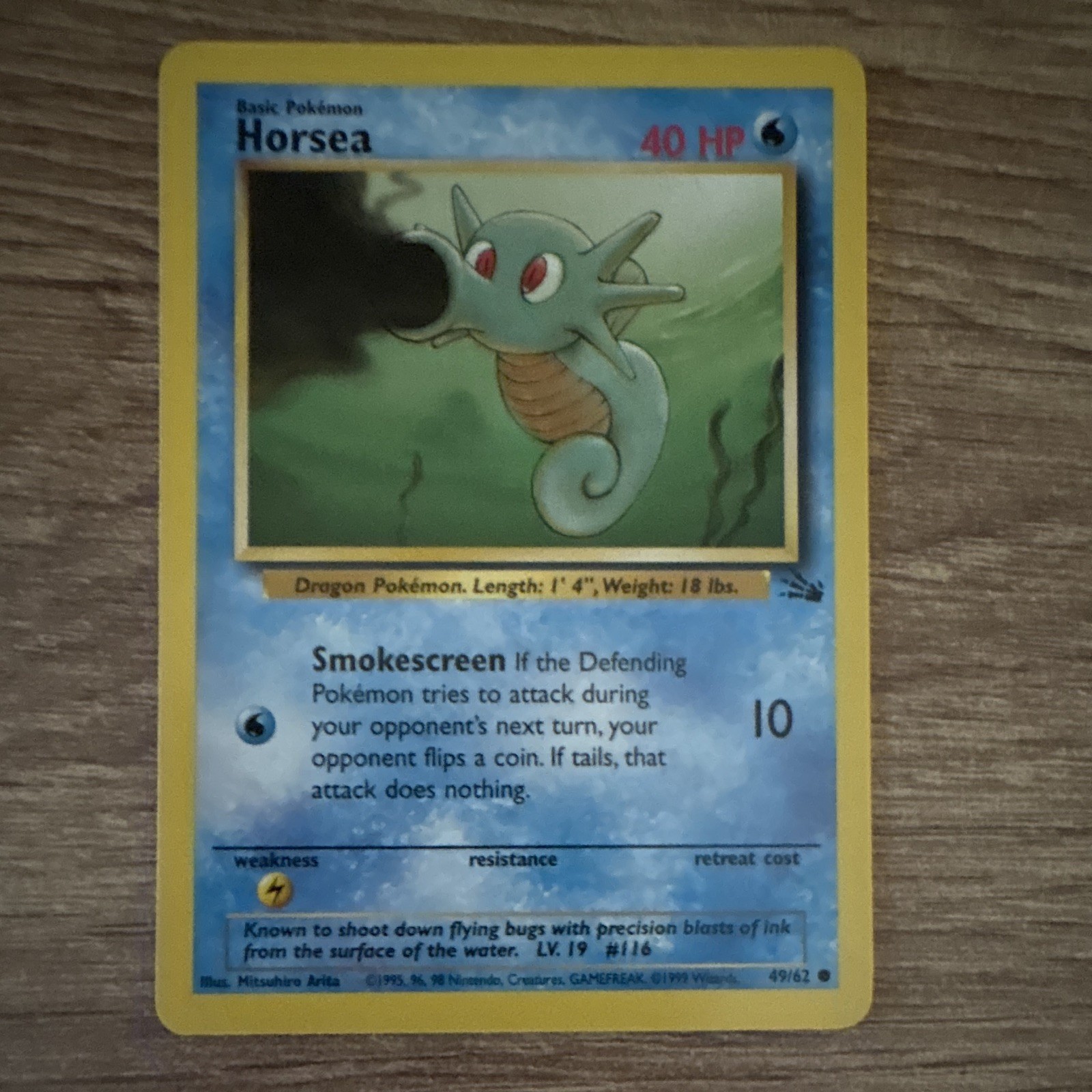 Wizards of the Coast Horsea Fossil 49/62 Unlimited Regular English 1999 40HP