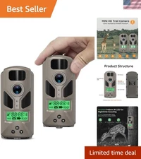 20MP Mini Trail Camera - Night Vision Game Cam for Wildlife Monitoring, 2 Packs