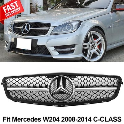 NEW For Mercedes Benz 2008-2014 W204 C250 C300 C350 Front Grille Grill W/Emblem