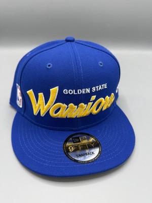 Golden State Warriors Hat New Era 9Fifty Snapback Blue Yellow Script Print Rare