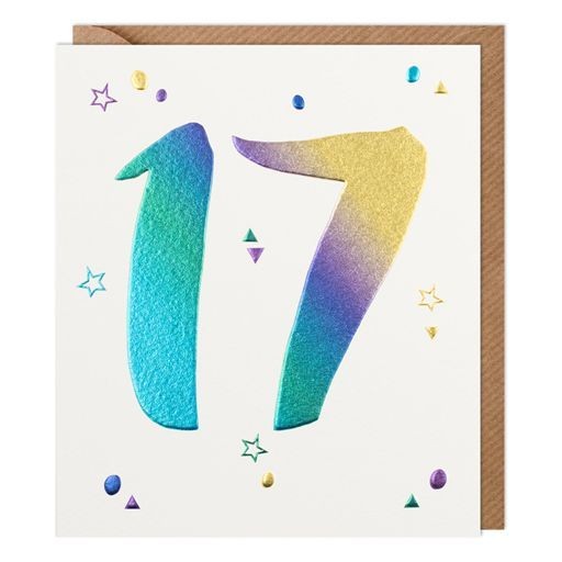 17.Birthday Card Age 17 Multicoloured Numbers