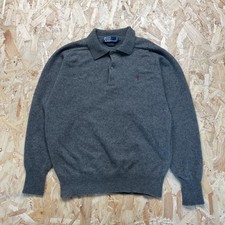 Vintage Polo Ralph Lauren Wool Jumper Collared Sweater Grey M