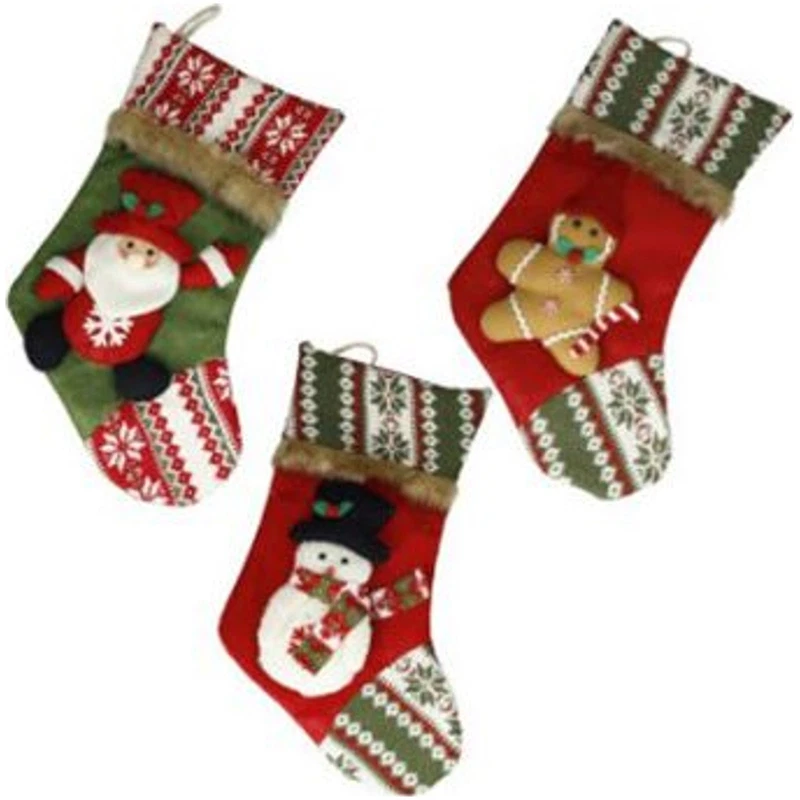 Calza Natalizia da Appendere BRANDANI Babbo Natale Pupazzo Pan di Zenzero 46 cm