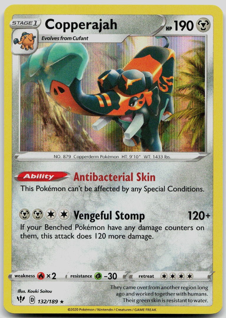 Pokemon Copperajah Holo Rare SWSH03: Darkness Ablaze 132/189 LP
