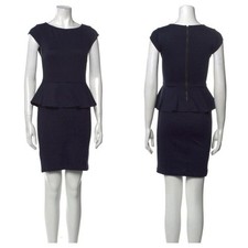 Alice & Olivia Employed Black Peplum Career Wear to Work Sheath Dress Size 4