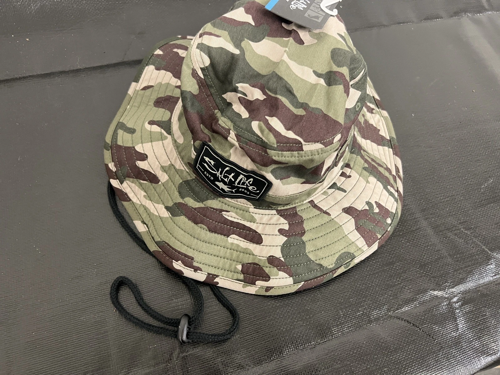 SALT LIFE Hat Cap Boonie Bucket One Size Flat Brim Fish Camo Fishing Camping NEW