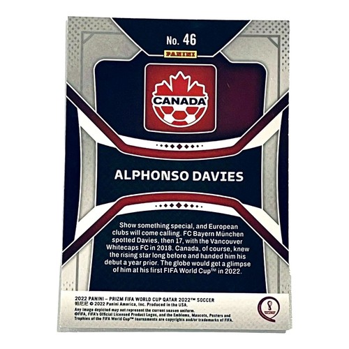 2022 Panini Prizm World Cup Silver #46 Alphonso Davies Soccer Card - Picture 2 of 2