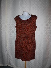 Pull On Knee Length Sleeveless Dress size LG ,Nine West,Red Brown Black Leopard
