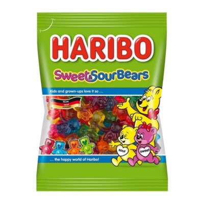 3× Haribo sweet sour bears gummies 175g each