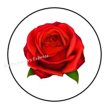 30 RED ROSE ENVELOPE SEALS LABELS STICKERS PARTY FAVORS 1.5" ROUND