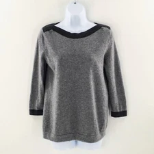 Incashmere Womens Cashmere Sweater Grey Boatneck 3/4 Sleeve Pullover Jumper Sz M