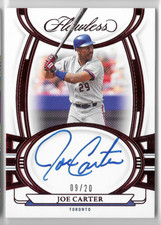 JOE CARTER 2023 PANINI FLAWLESS AUTO AUTOGRAPH CARD #9/20!