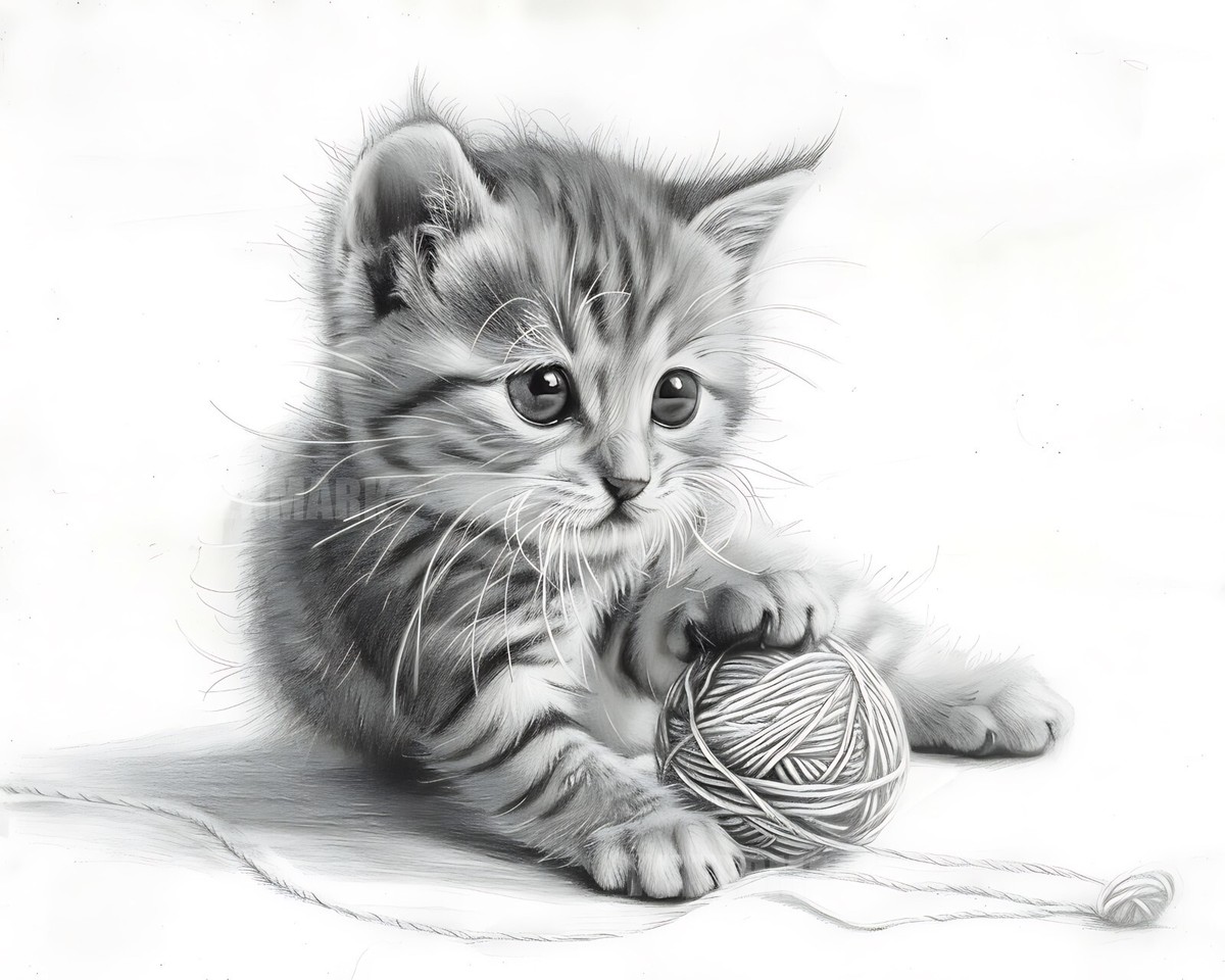 Realistic Kitten Drawings