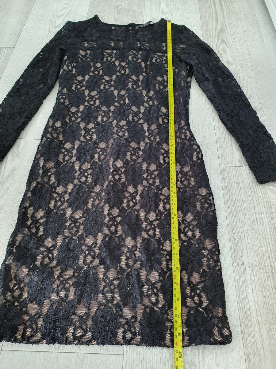 Zara black lace long sleeve fitted bodycon dress size XS | eBay Zara black lace long sleeve fitted bodycon dress size XS | eBay