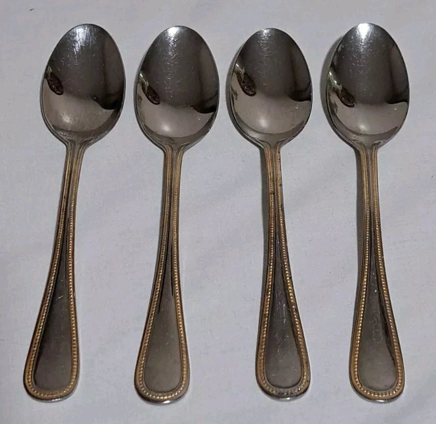 4 cucharadas sopera ovaladas INTERNATIONAL Royal Bead acento dorado cena 71/2" acero inoxidable Foto 2 de 4