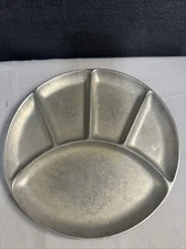 Vintage Bon Chef Pewter Metal Dinner Plate with Dividers 9 inch