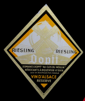 Vintage Wine Label Dopff D'Alsace Riesling France