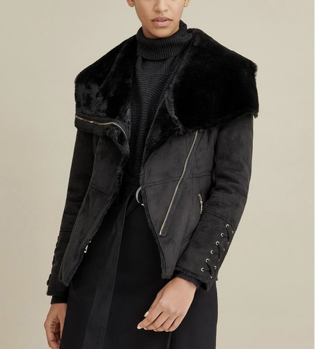 guess faux shearling overcoat