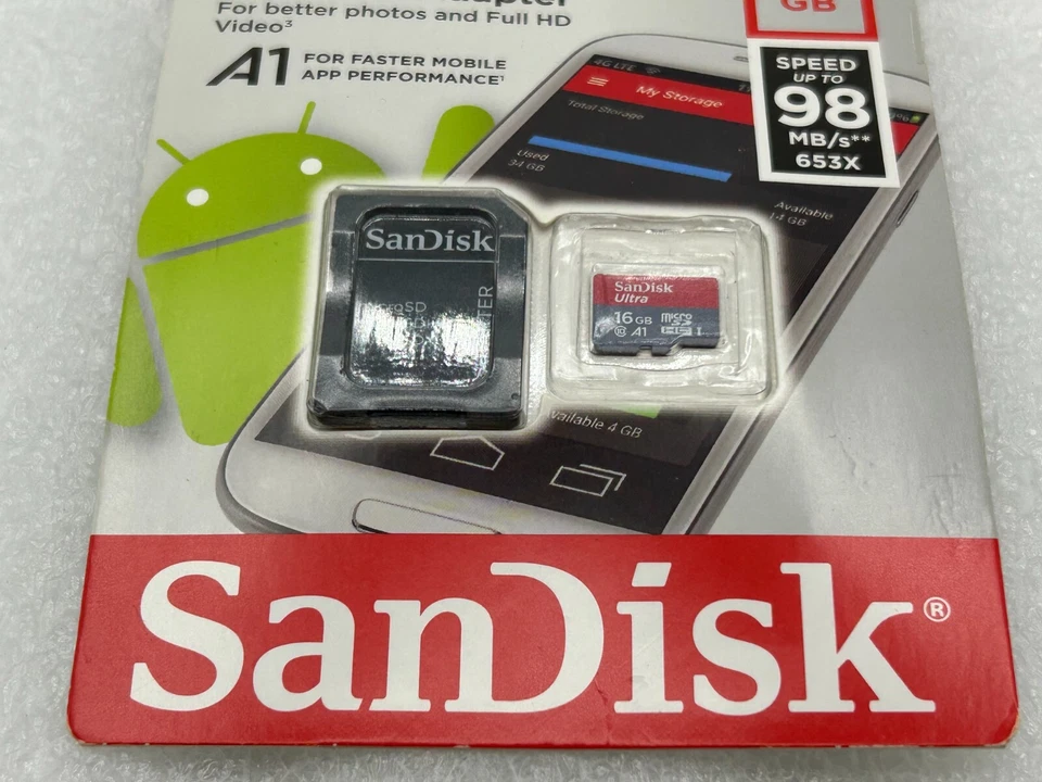 SanDisk Ultra A1 16GB 98MB/S 653X  microSDXC microSD UHS-I Memory Card Free S/H - Image 2 of 4