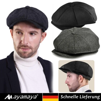 AYAMAYA Herren Schiebermütze Gatsby Flatcap Ballonmütze Kappe Mütze Schirmmütze Tweed