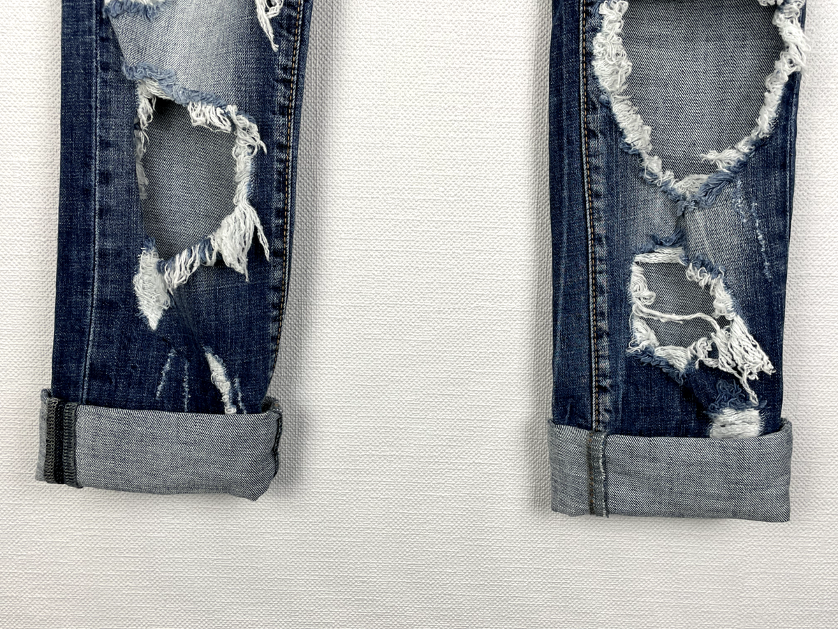 John Galliano Blue Ripped Denim Luxury Italian Design Zip Fly