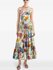 Fashion Show New Womens Cotton Printed Long Skirt Strap Slimming Holiday Dress