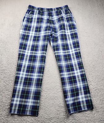 Ian Poulter IJP Pants Mens 34x30 Blue Y2K Wool Plaid Golf Tartan