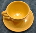 Fiesta Ware Sunflower Yellow Coffee Cup Saucer Homer Laughlin Fiestaware Retired
