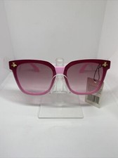 LUXURY Retro Oversize SUNGLASSES Pink Frame and Lens Gold Bumblebee EA1777 NWT