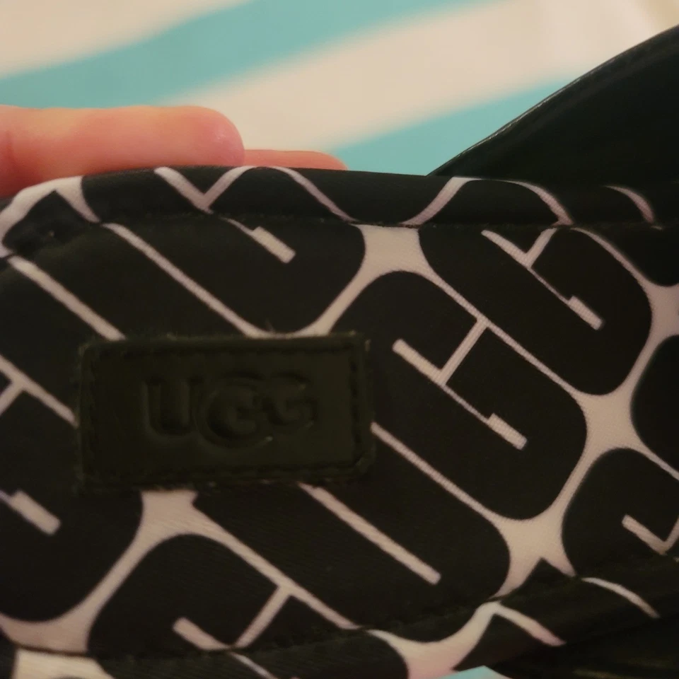 UGG Black Leather Loafer Mules Slippers Women's Size 6.5 Slip On - Image 4 of 4