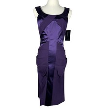 Women's Formal Dress Size 2 Nicole Miller Collection Purple Ruffled Sheath -NWT