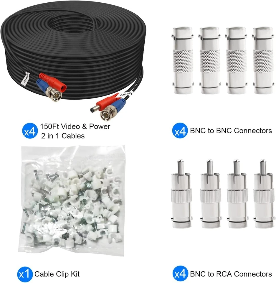 BNC Cable 150ft 4 Pack BNC Video Power Cable,Security Camera Cable for CCTV C... - Image 3 of 4