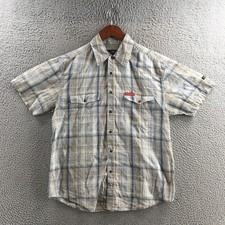 Dickies Button Up Shirt Mens M Multi Plaid Cotton Blend Short Sleeve Collared