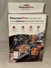 ThermoPro Grill Bluetooth 4 Probe 650 Ft Range Remote Meat Thermometer TP25W NEW