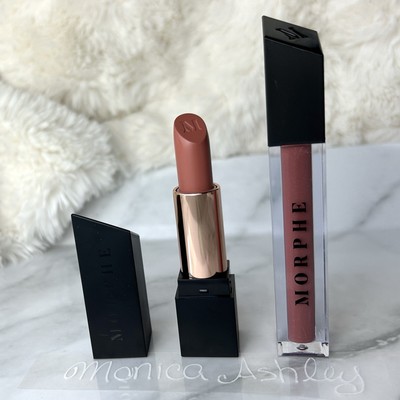Morphe Nude Rose Lip Set Matte Lipstick Single AF + Lip Gloss Now Playing, New
