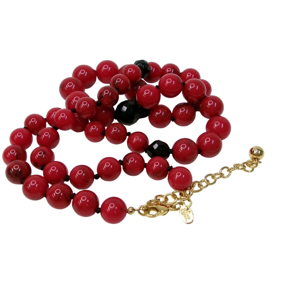 Ожерелье с красным бисером Joan Rivers с черными акцентными бусинами и золотым удлинителем - Изображение 2 из 2