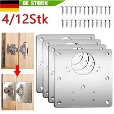 12x Blech Edelstahl Scharnier Reparaturplatte M&ouml;bel Reparatur Schrank Scharniere