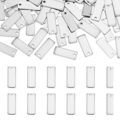 UNICRAFTALE about 100Pcs Rectangle Metal Stamping Blank Stainless Steel Color