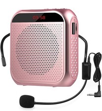 Portable Voice Amplifier with Wired Microphone Headset Rechargeable Rose Gold