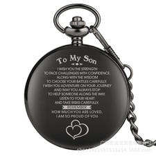 Pocket Watch Customized TO MY Son I LOVE YOU Chain Anniversary Quartz Gifts