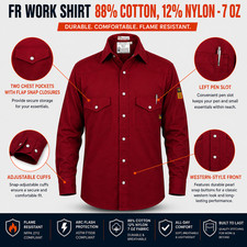 Flame Resistant FR Shirt - FRC - 88/12 Cotton blend, 7 oz.