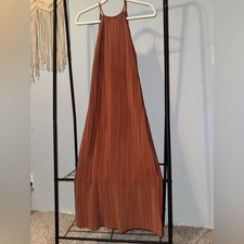 a new day Rust Brown Pleated Halter Maxi Dress